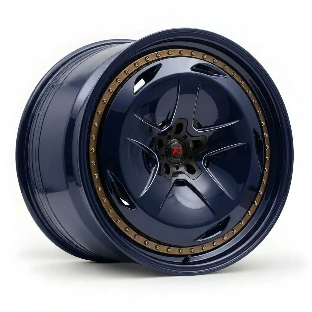RZR XIV forged wheel — Candy Blue / Bronze Beadlock