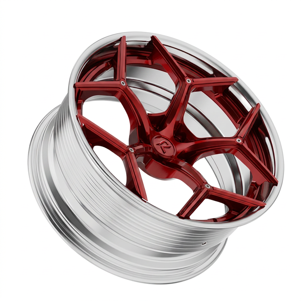 RZR LXI forged wheel — Candy Red / Polished Lip