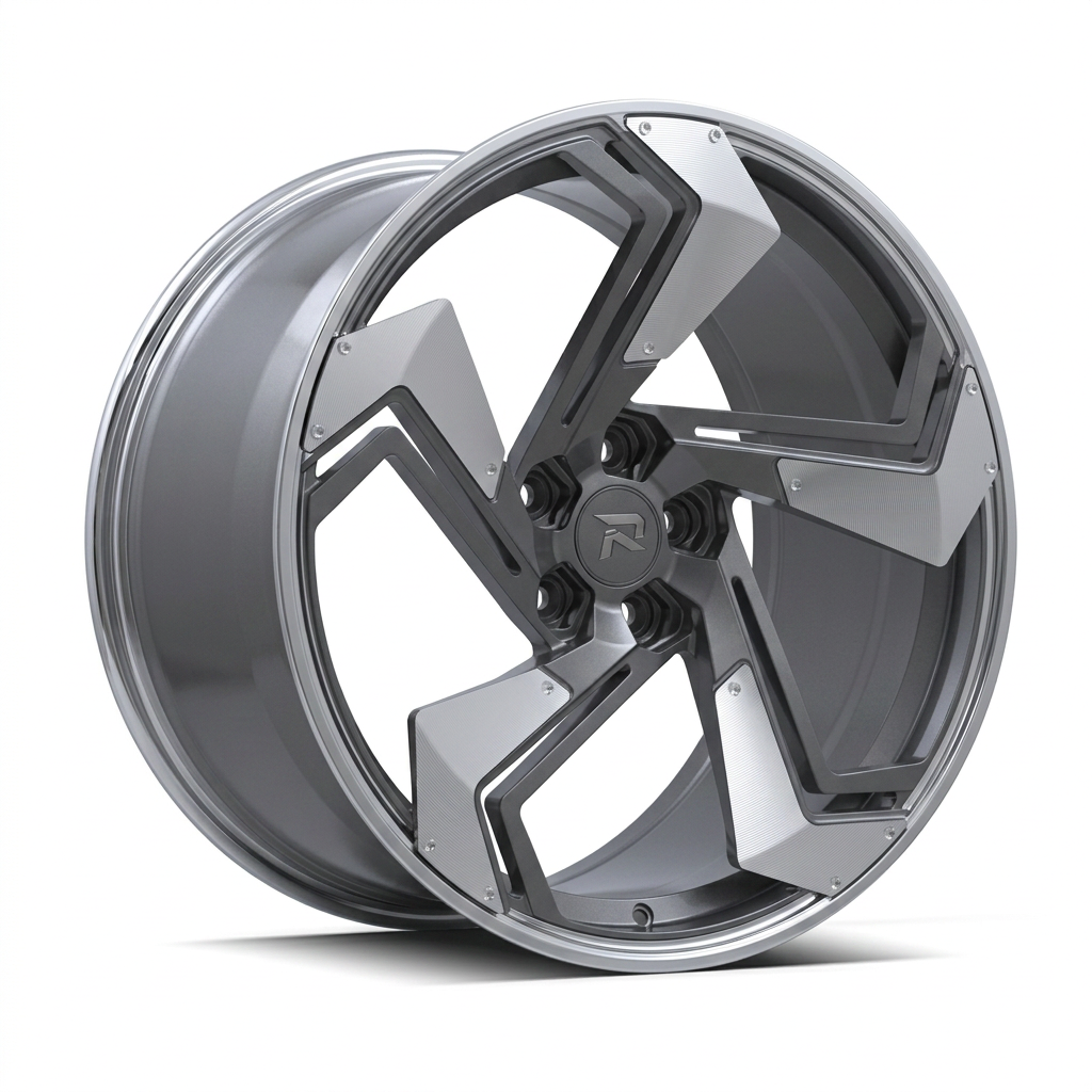 RZR CXXIV forged wheel — Graphite Machined / Polished Lip