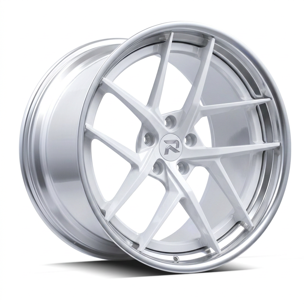 RZR CVII forged wheel — Gloss White / Polished Lip