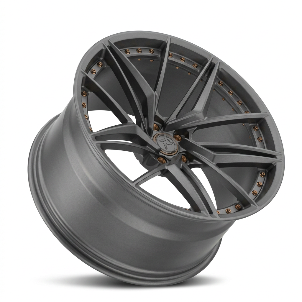 RZR LXXV forged wheel — Matte Anthracite / Bronze Hardware