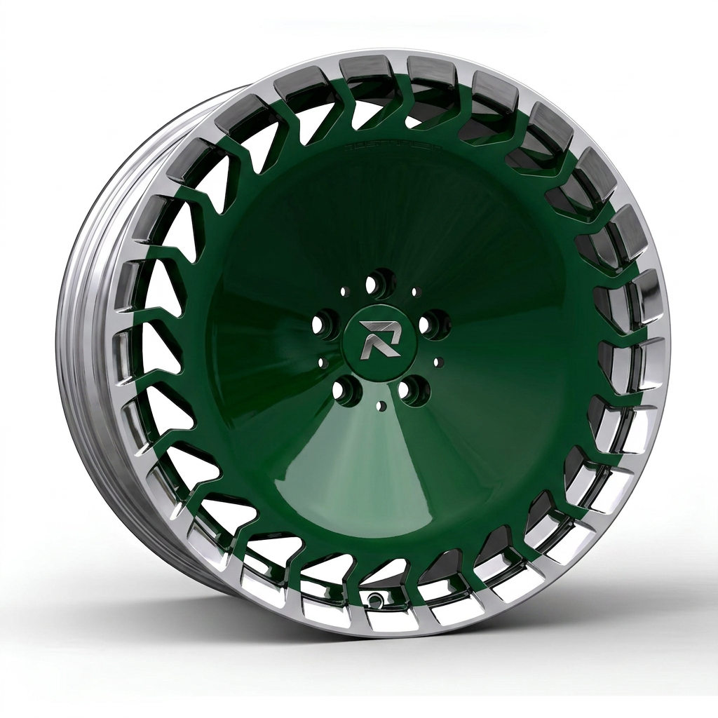 RZR CCIII forged wheel — British Racing Green / Polished Lip