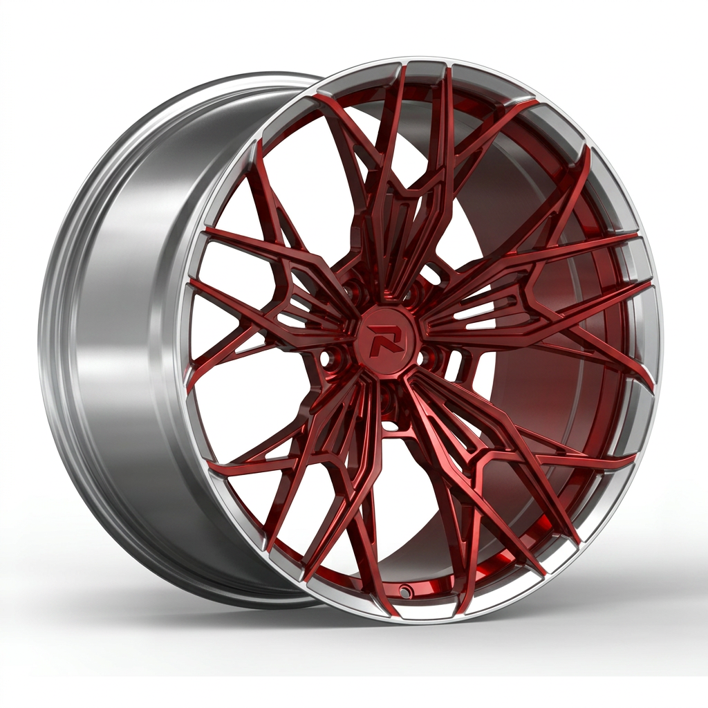 RZR CLXXXVI forged wheel — Candy Red / Polished Lip