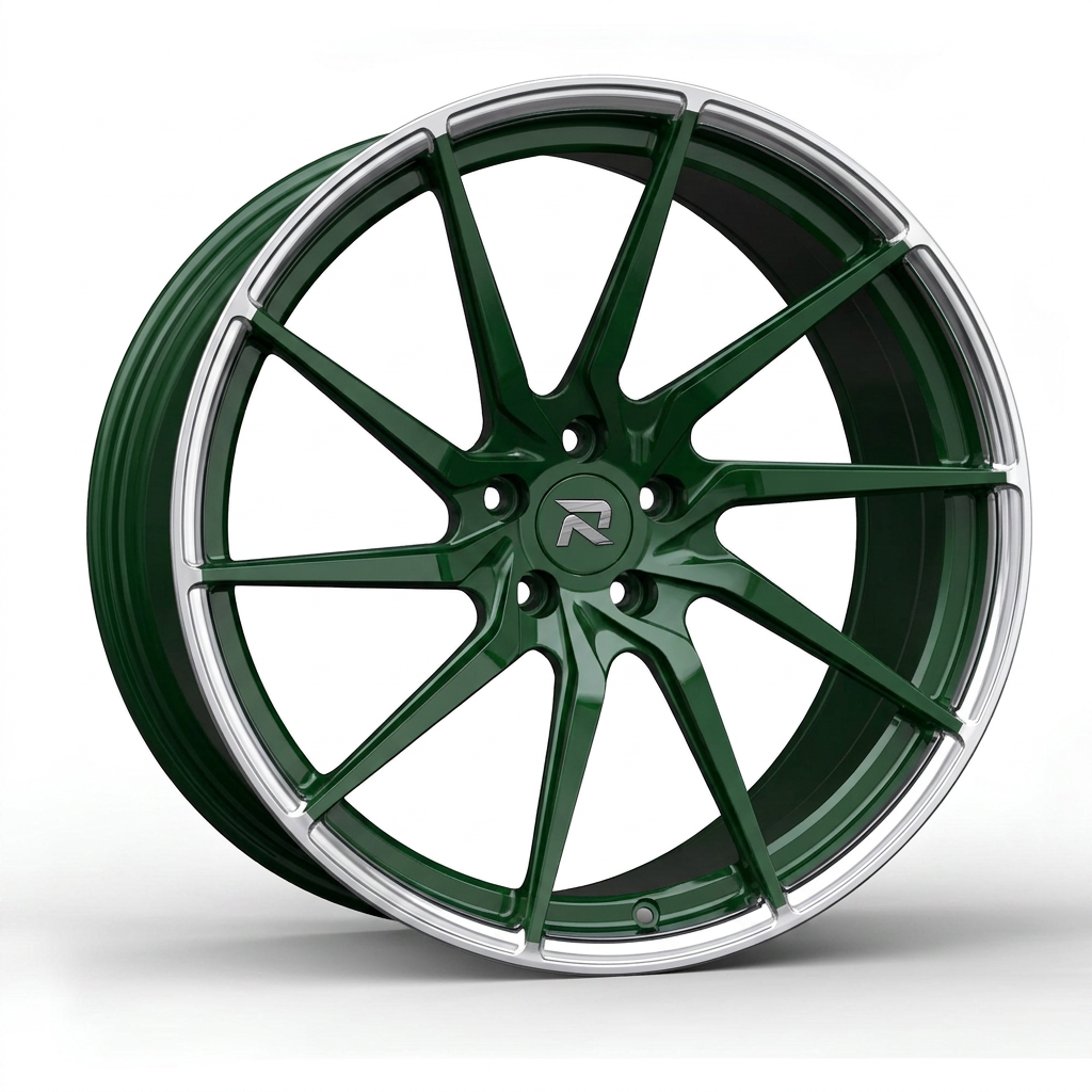 RZR CCIV forged wheel — British Racing Green / Polished Lip