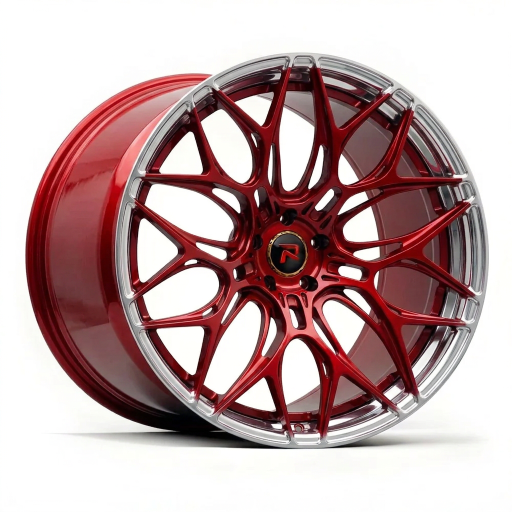 RZR XLVII forged wheel — Candy Red / Polished Lip