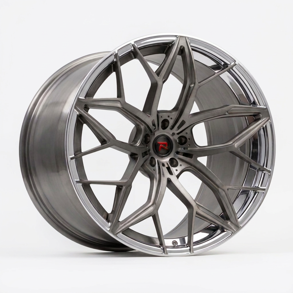 RZR XI forged wheel — Brushed Titanium / Polished Lip