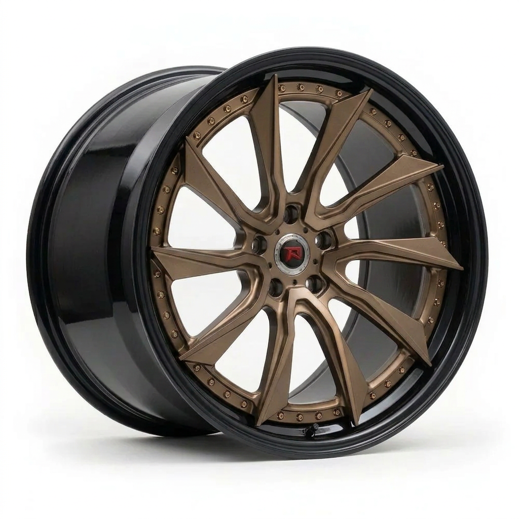 RZR LVIII forged wheel — Satin Bronze / Gloss Black Lip