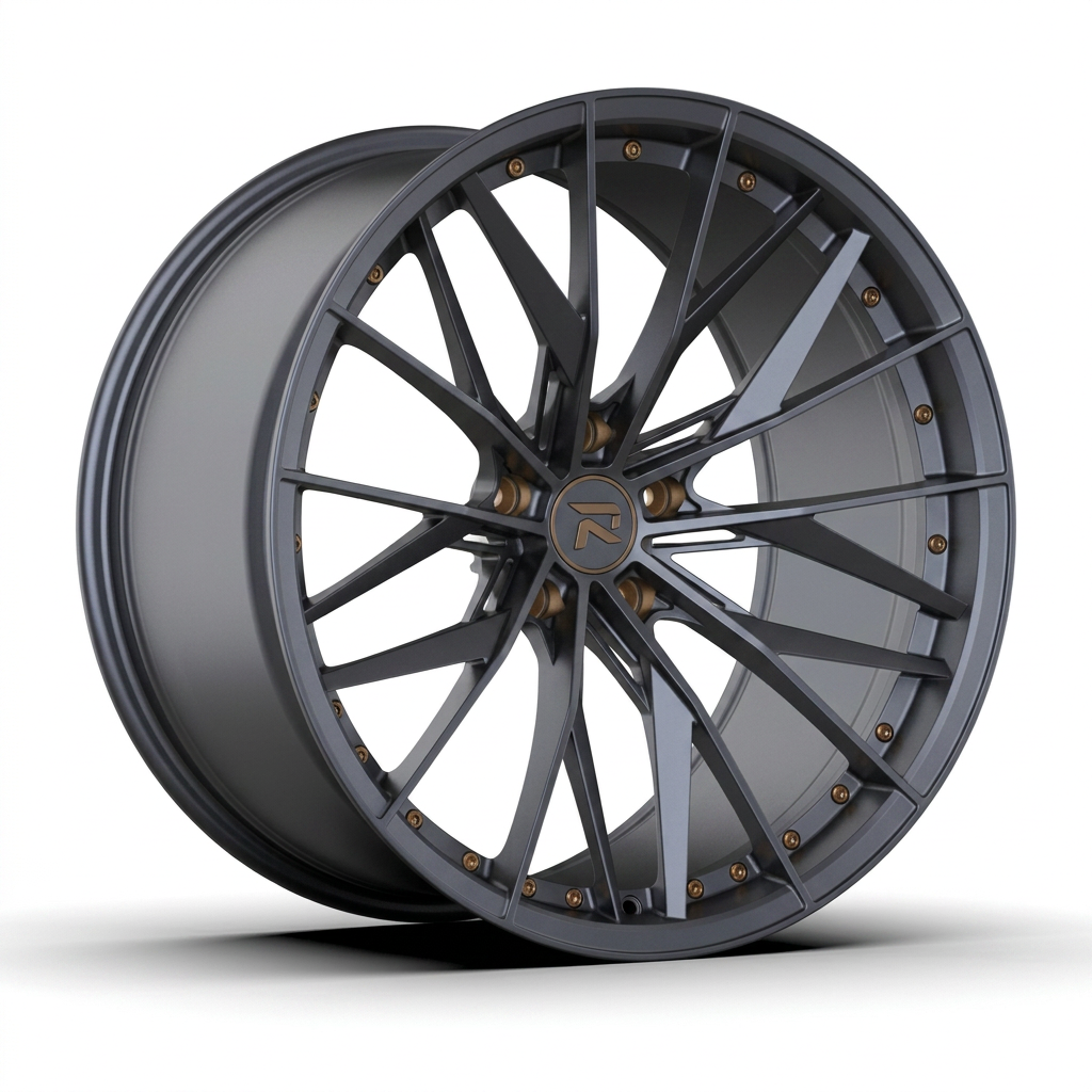RZR CXXXVIII forged wheel — Matte Anthracite / Bronze Hardware