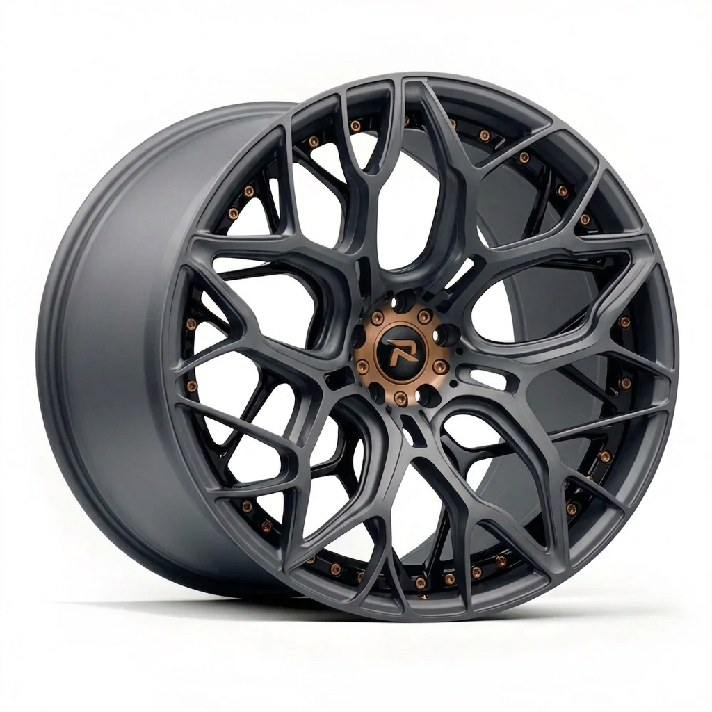 RZR XLIII forged wheel — Matte Anthracite / Bronze Hardware