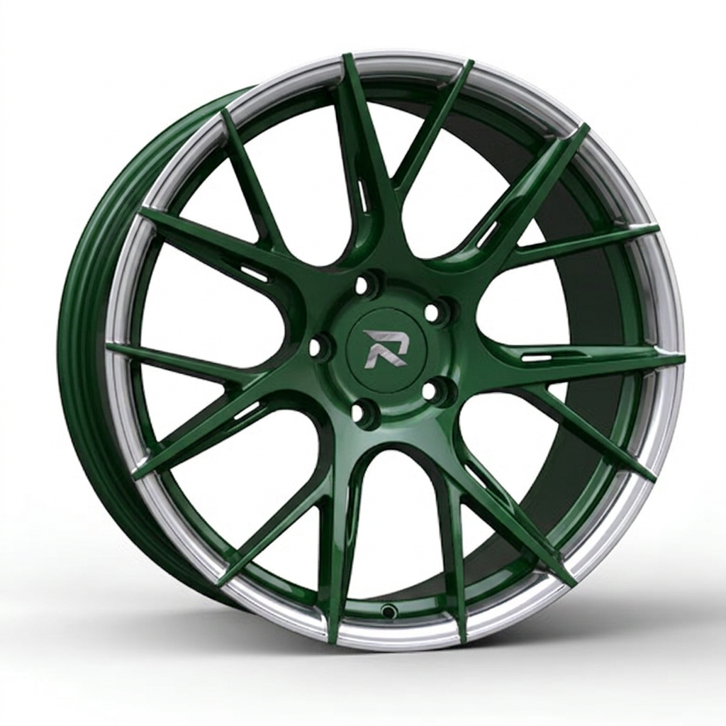 RZR CLXXVII forged wheel — British Racing Green / Polished Lip
