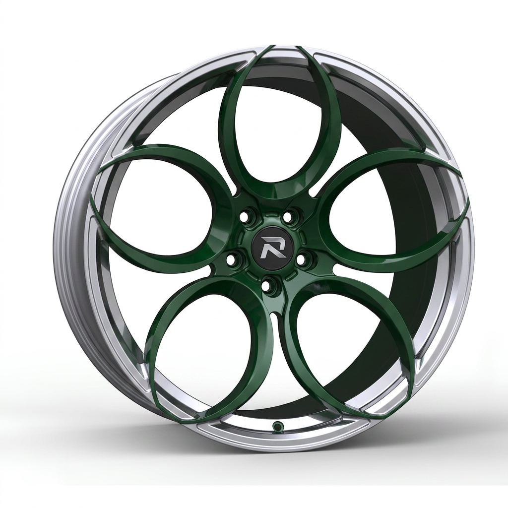 RZR CLXXXIX forged wheel — British Racing Green / Polished Lip