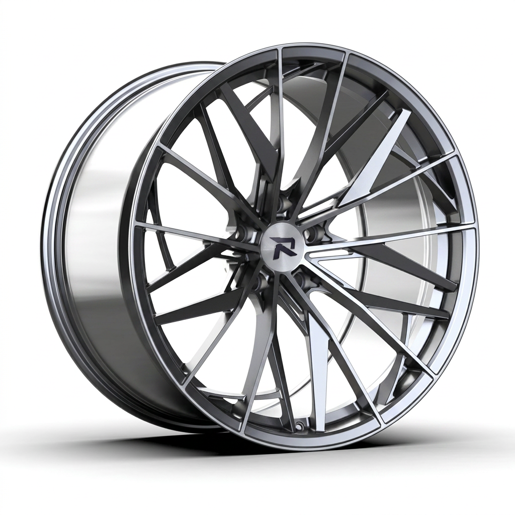 RZR CXXXIV forged wheel — Graphite Machined / Polished Lip