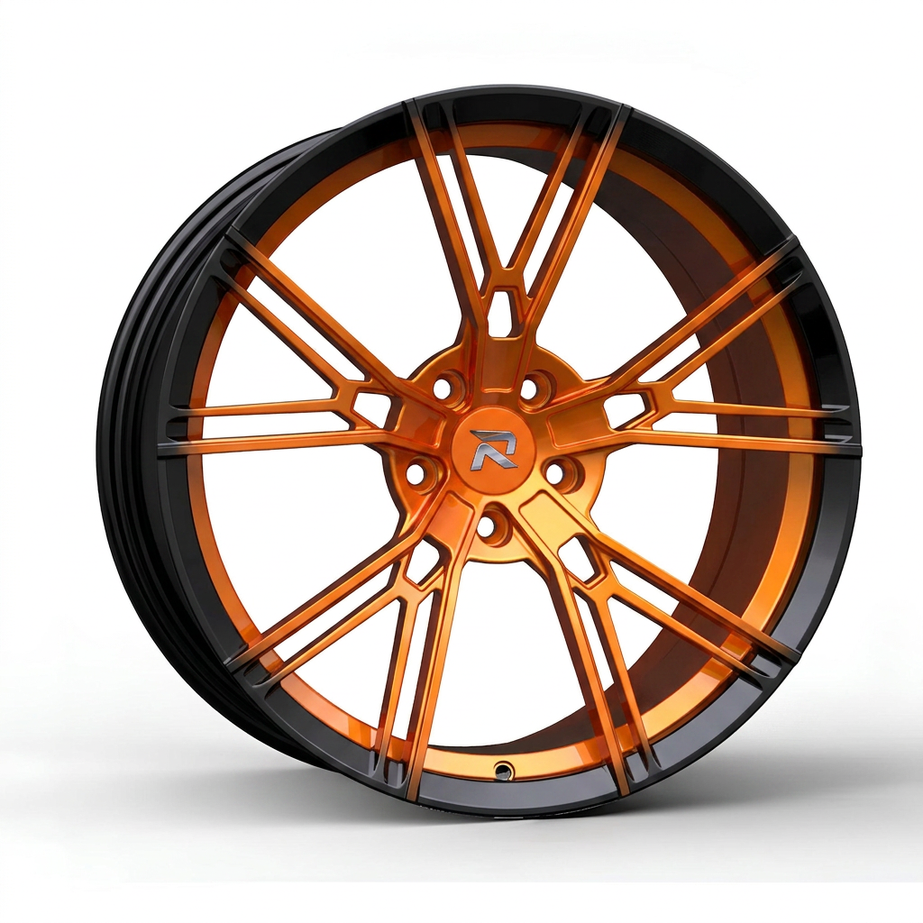 RZR CXC forged wheel — Candy Orange / Gloss Black Lip