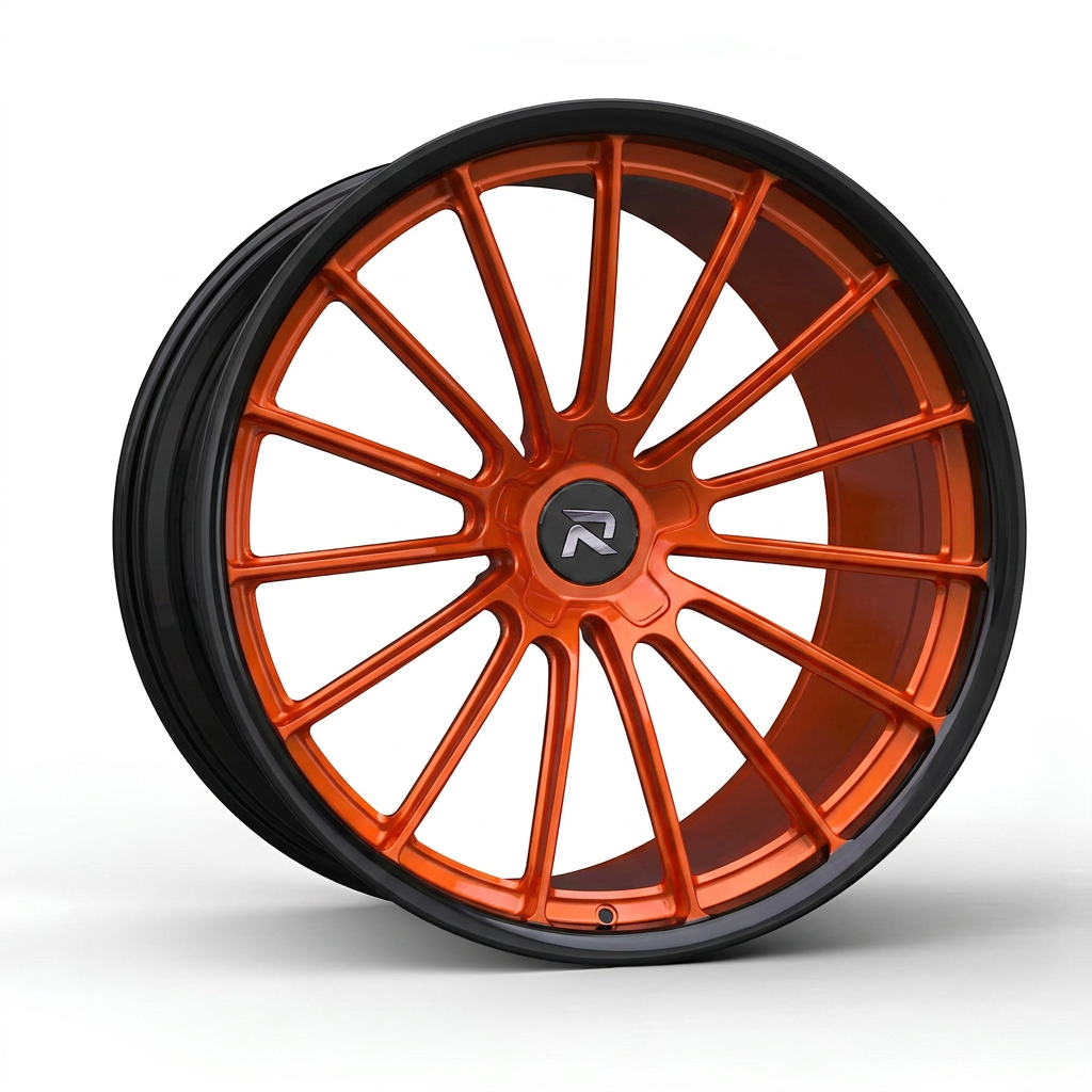 RZR CXCIV forged wheel — Candy Orange / Gloss Black Lip
