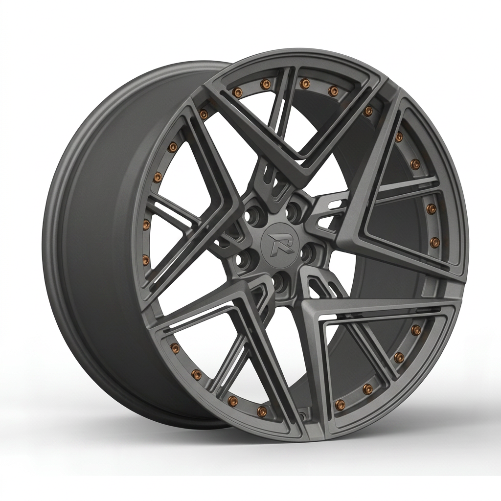 RZR CXXXII forged wheel — Matte Anthracite / Bronze Hardware