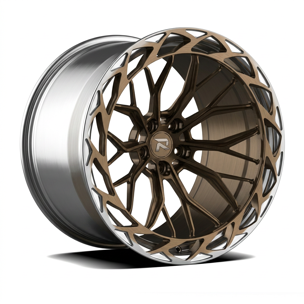RZR CXXXIX forged wheel — Brushed Bronze / Polished Lip