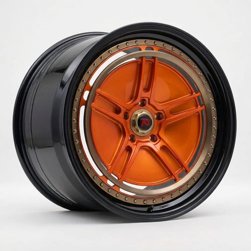 RZR XL forged wheel — Candy Orange / Gloss Black Lip