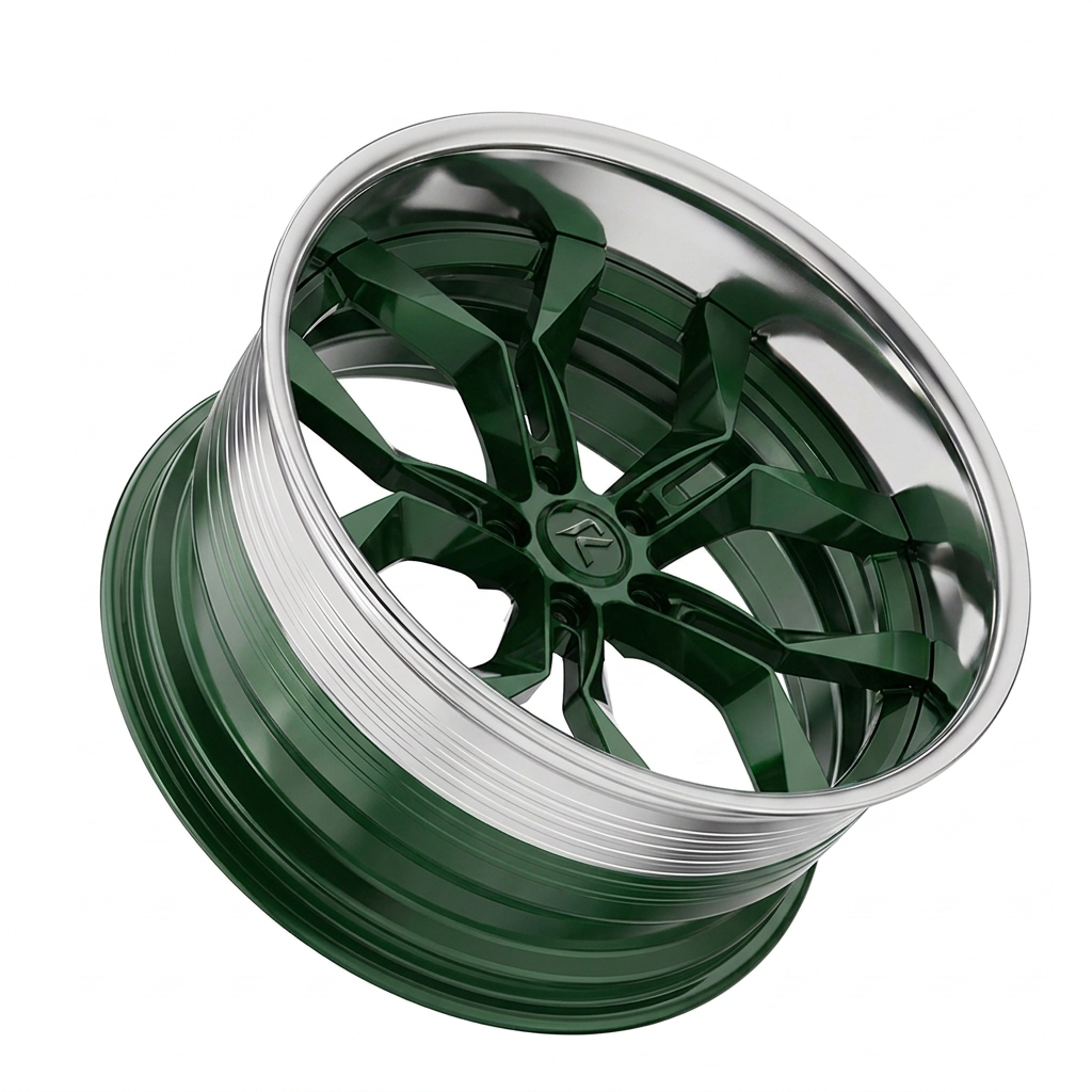 RZR LIX forged wheel — British Racing Green / Polished Lip