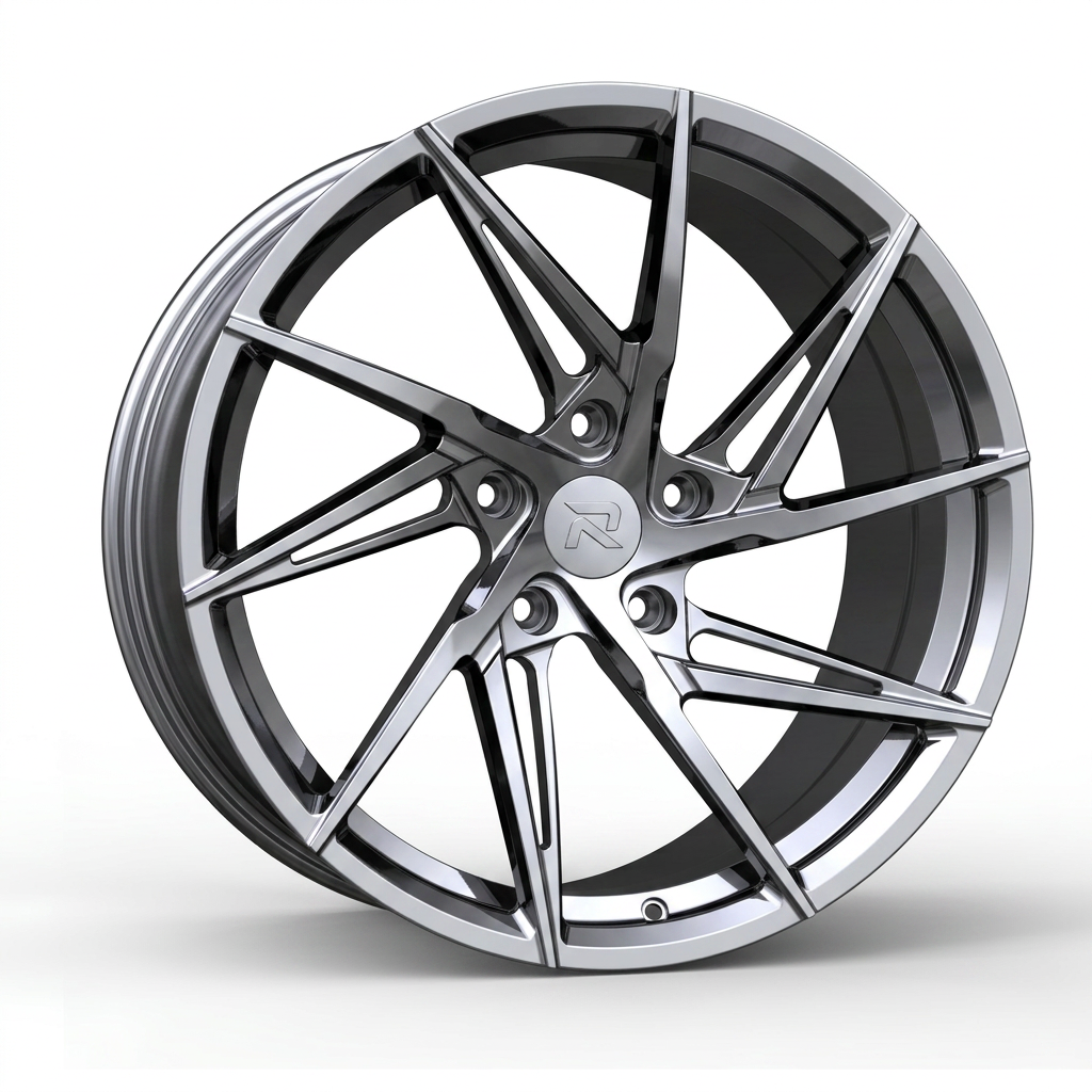 RZR CXII forged wheel — Liquid Silver Chrome / Black Accents