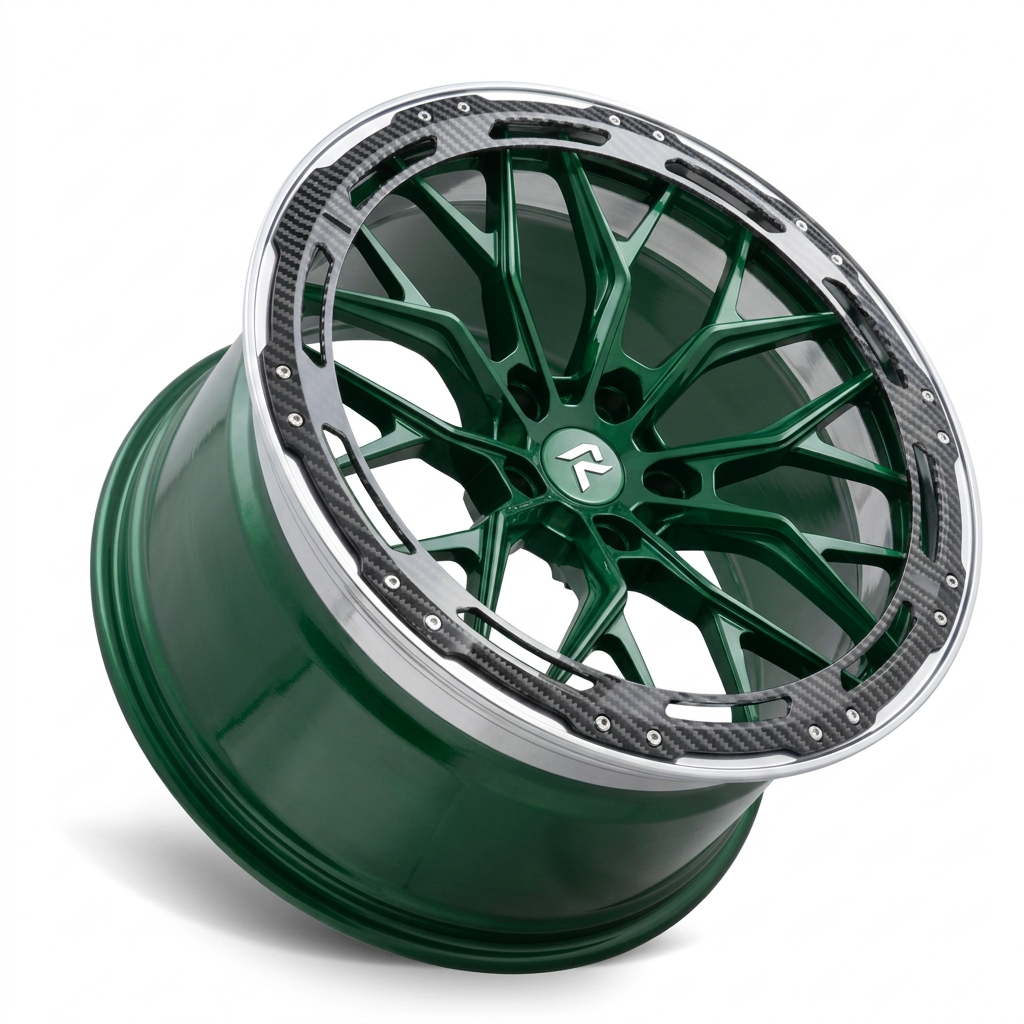 RZR LXXXVII forged wheel — British Racing Green / Polished Lip
