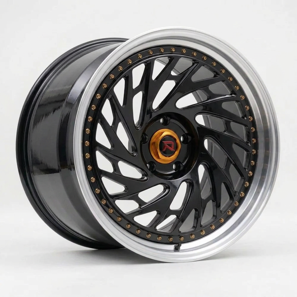 RZR LVI forged wheel — Gloss Black / Polished Lip