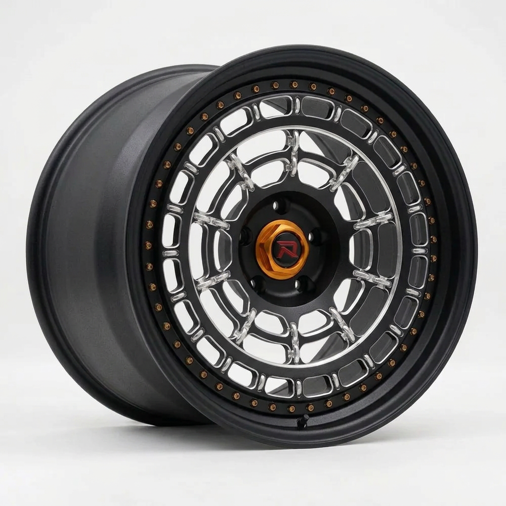 RZR XLII forged wheel — Matte Black / Milled Edges