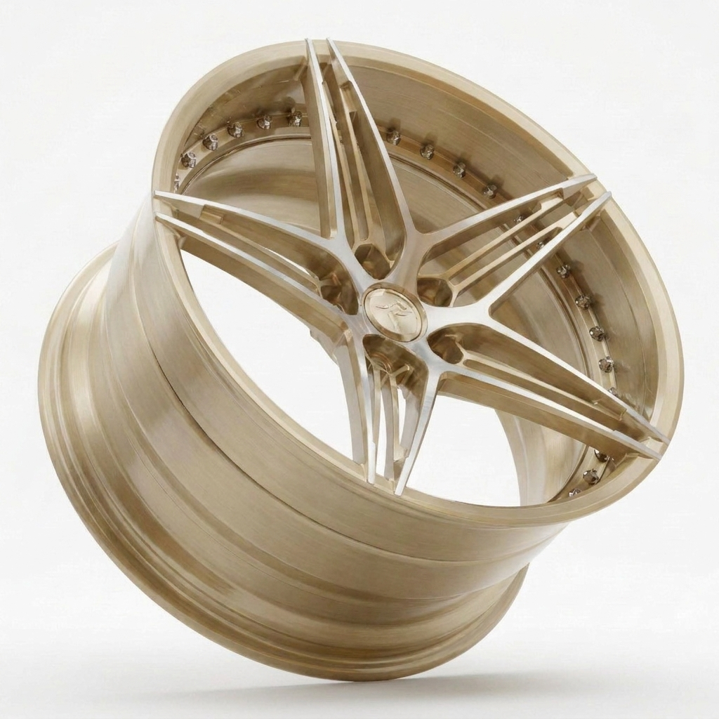 RZR VII custom forged wheel in Brushed Champagne Gold / Polished Spoke Faces