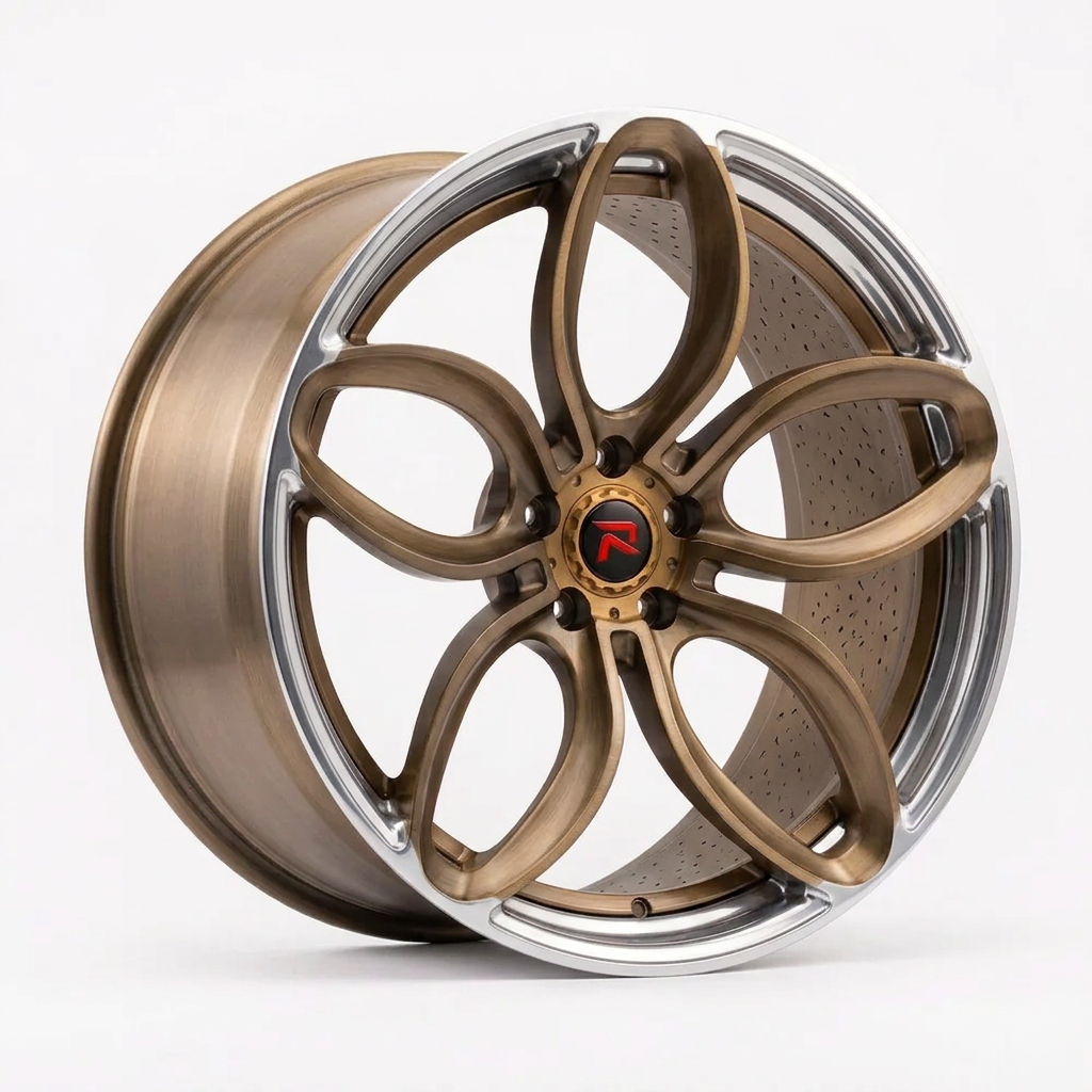 RZR XLVIII forged wheel — Brushed Bronze / Polished Lip