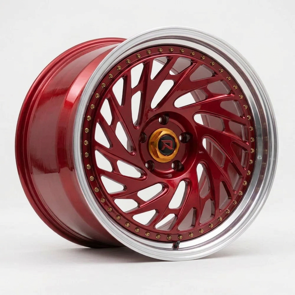 RZR LVI forged wheel — Candy Red / Polished Lip