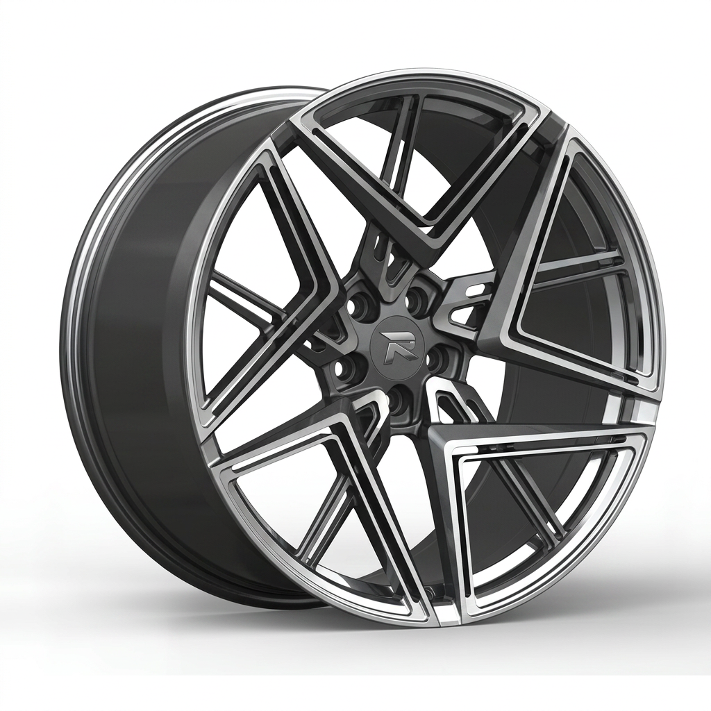 RZR CXXXII forged wheel — Graphite Machined / Polished Lip
