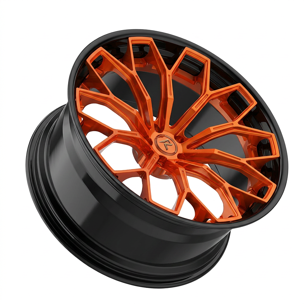 RZR LXVI forged wheel — Candy Orange / Gloss Black Lip