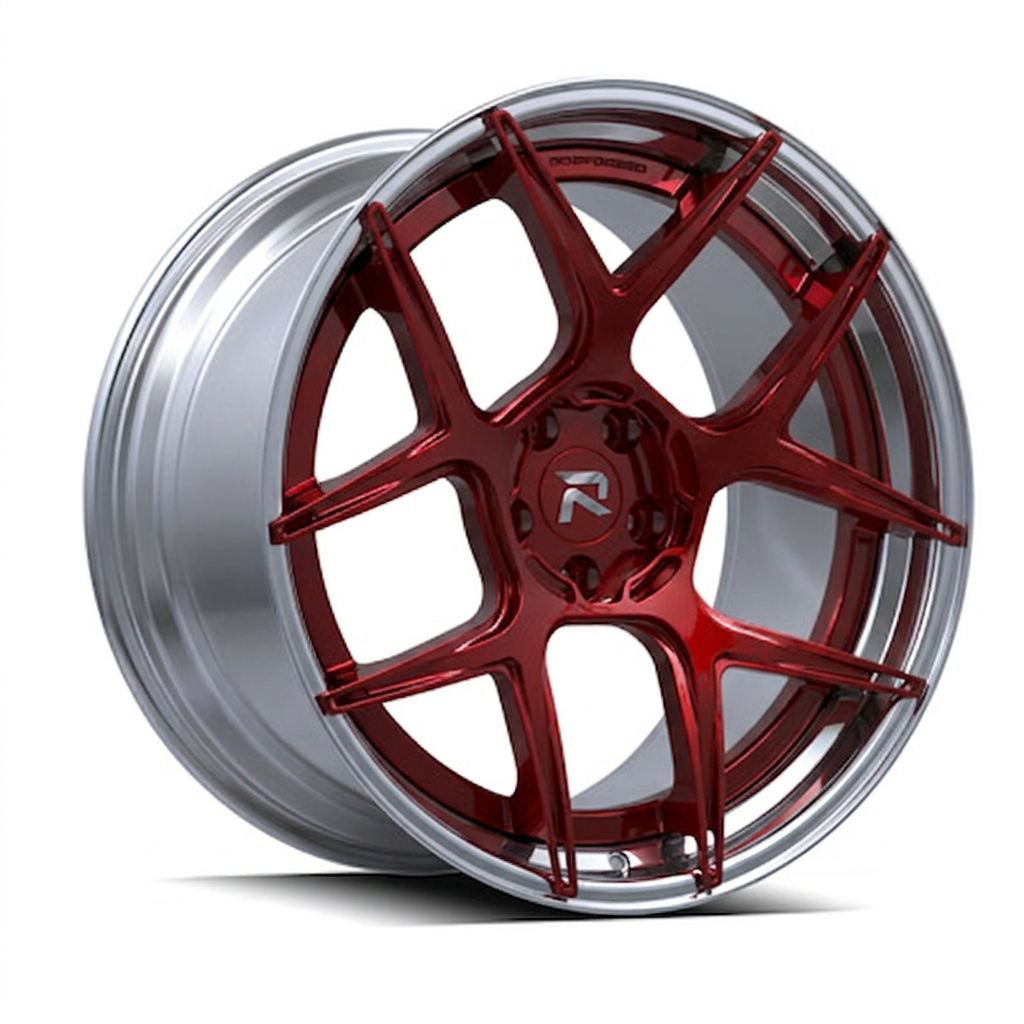 RZR CVIII forged wheel — Candy Red / Polished Lip