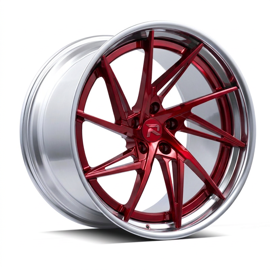 RZR XCIX forged wheel — Candy Red / Polished Lip