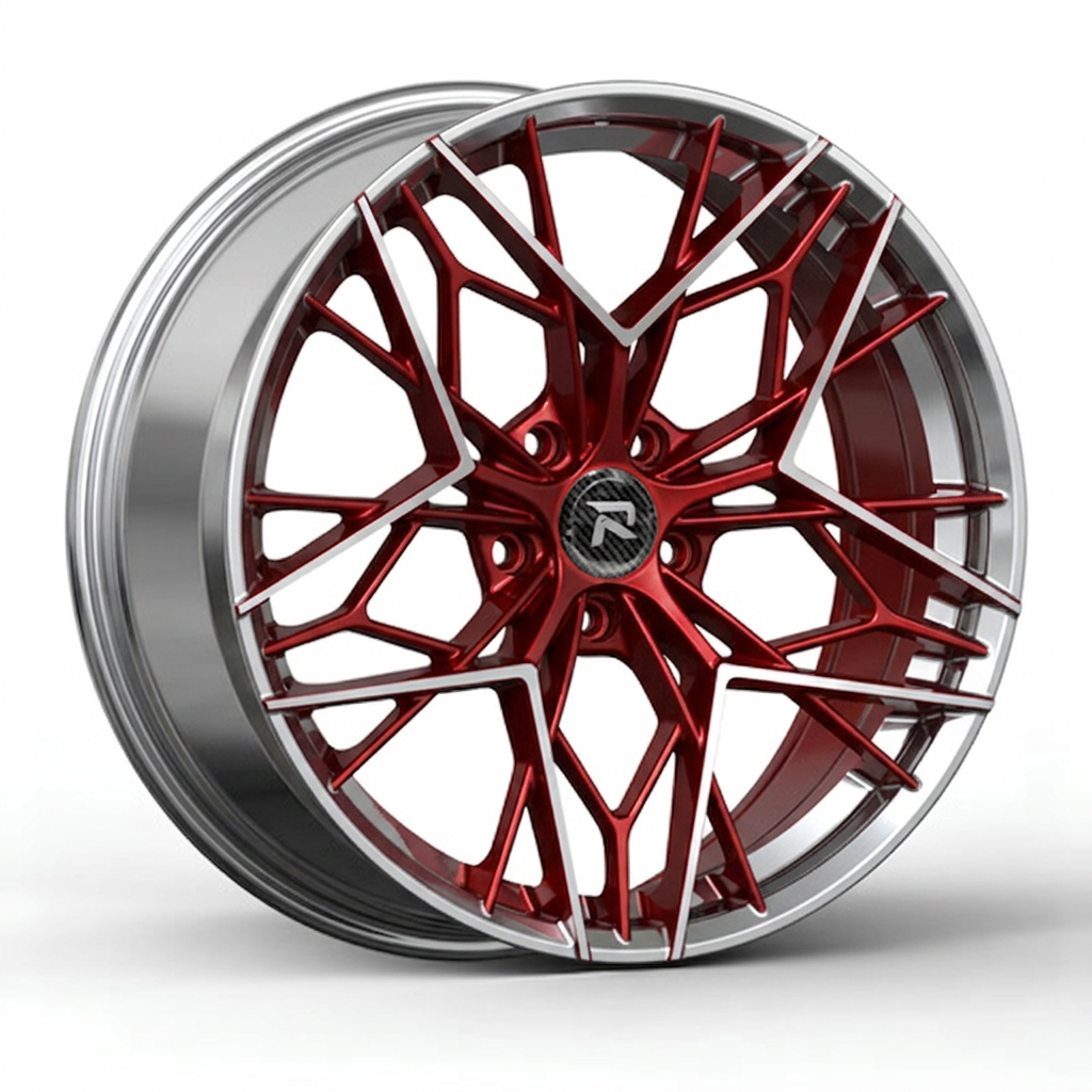RZR CLVI forged wheel — Candy Red / Polished Lip