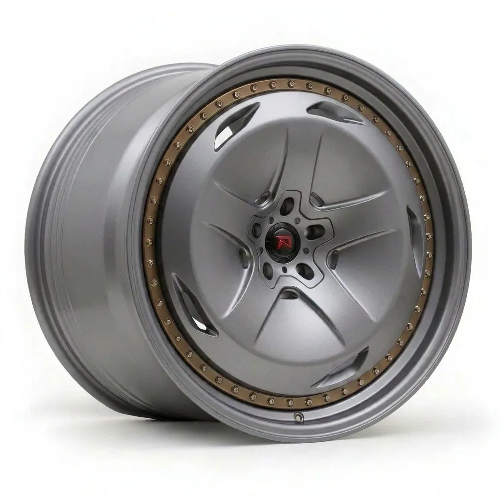 RZR XIV forged wheel — Satin Gunmetal / Bronze Beadlock