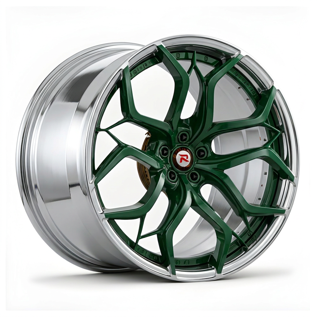 RZR XVIII forged wheel — British Racing Green / Polished Lip