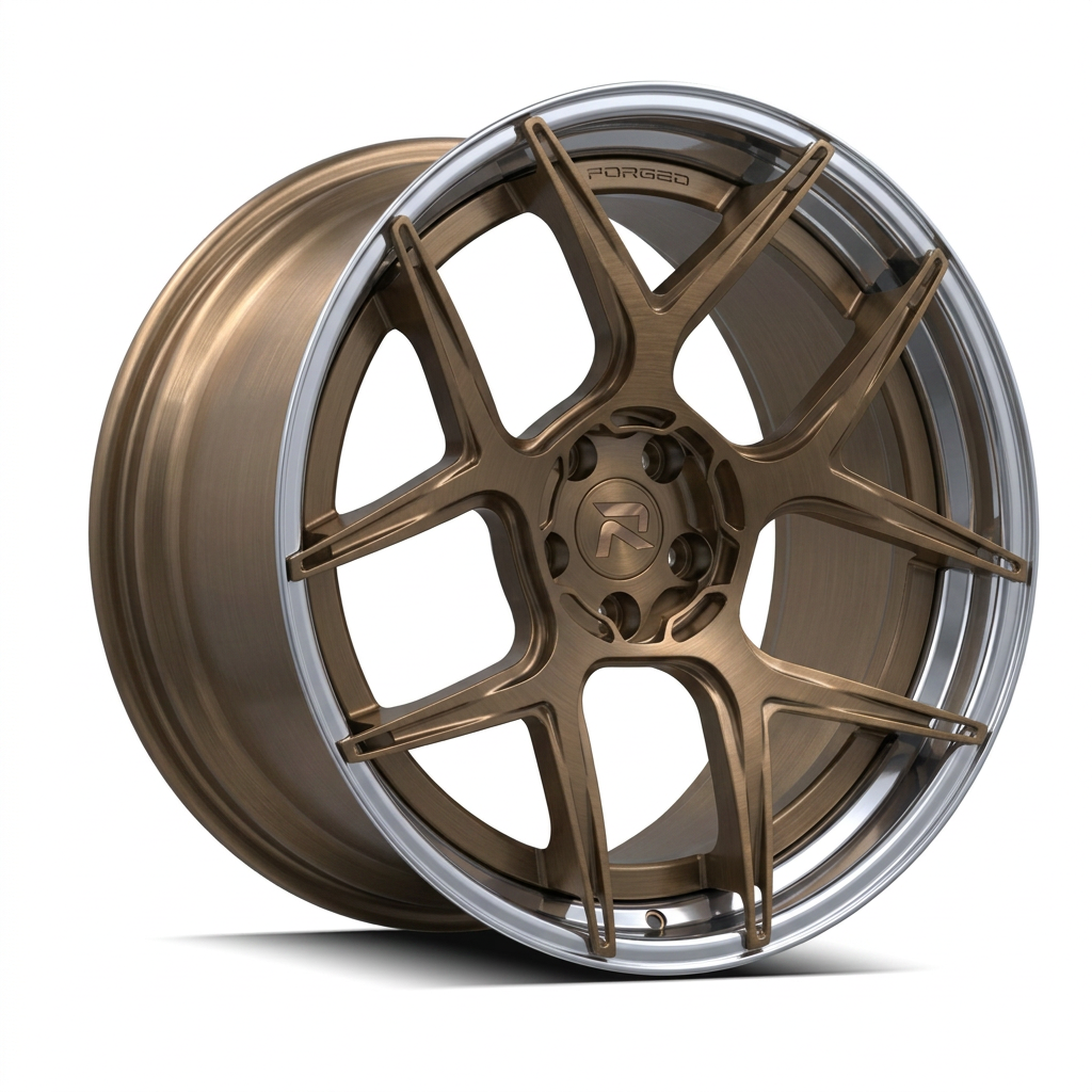 RZR CVIII forged wheel — Brushed Bronze / Polished Lip