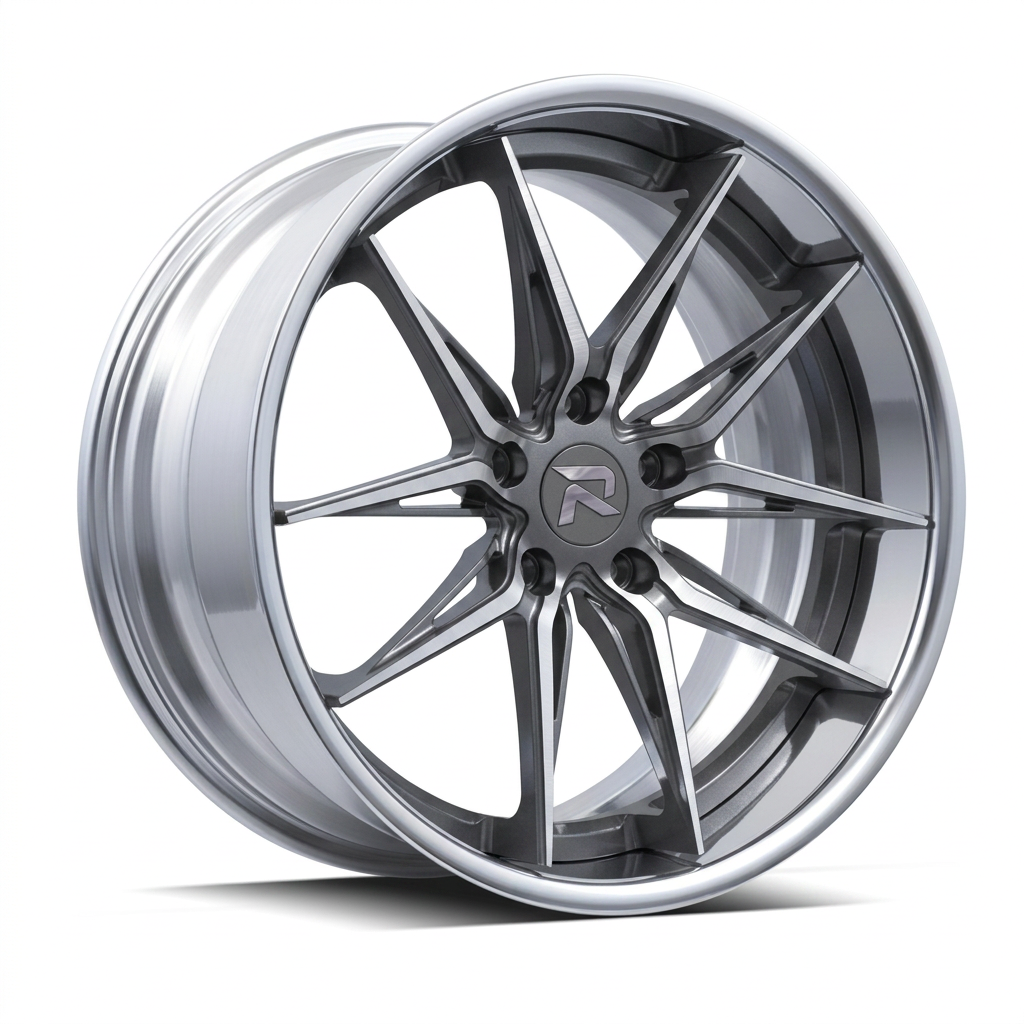 RZR C forged wheel — Graphite Machined / Polished Lip