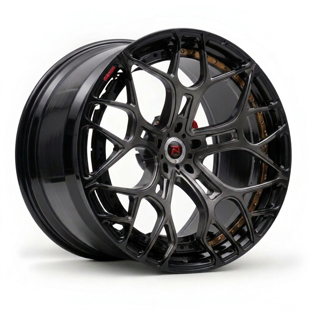 RZR XII forged wheel — Brushed Smoked Gunmetal / Gloss Black Lip