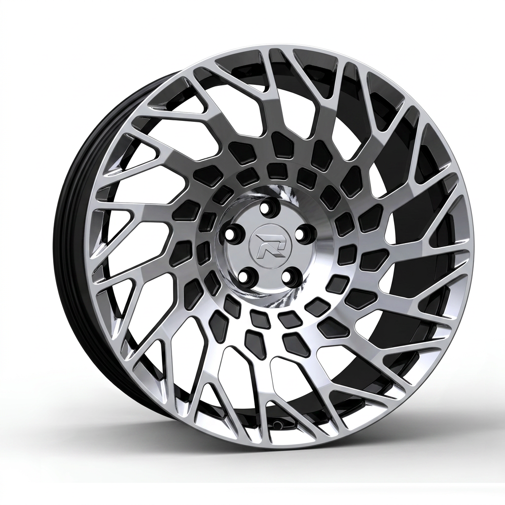 RZR CXLVII forged wheel — Liquid Silver Chrome / Black Accents