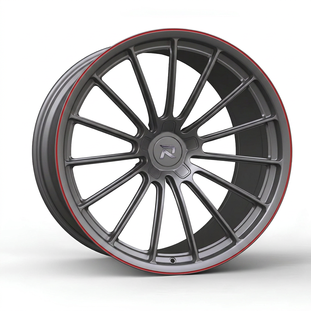 RZR CXCIV forged wheel — Gunmetal / Red Pinstripe