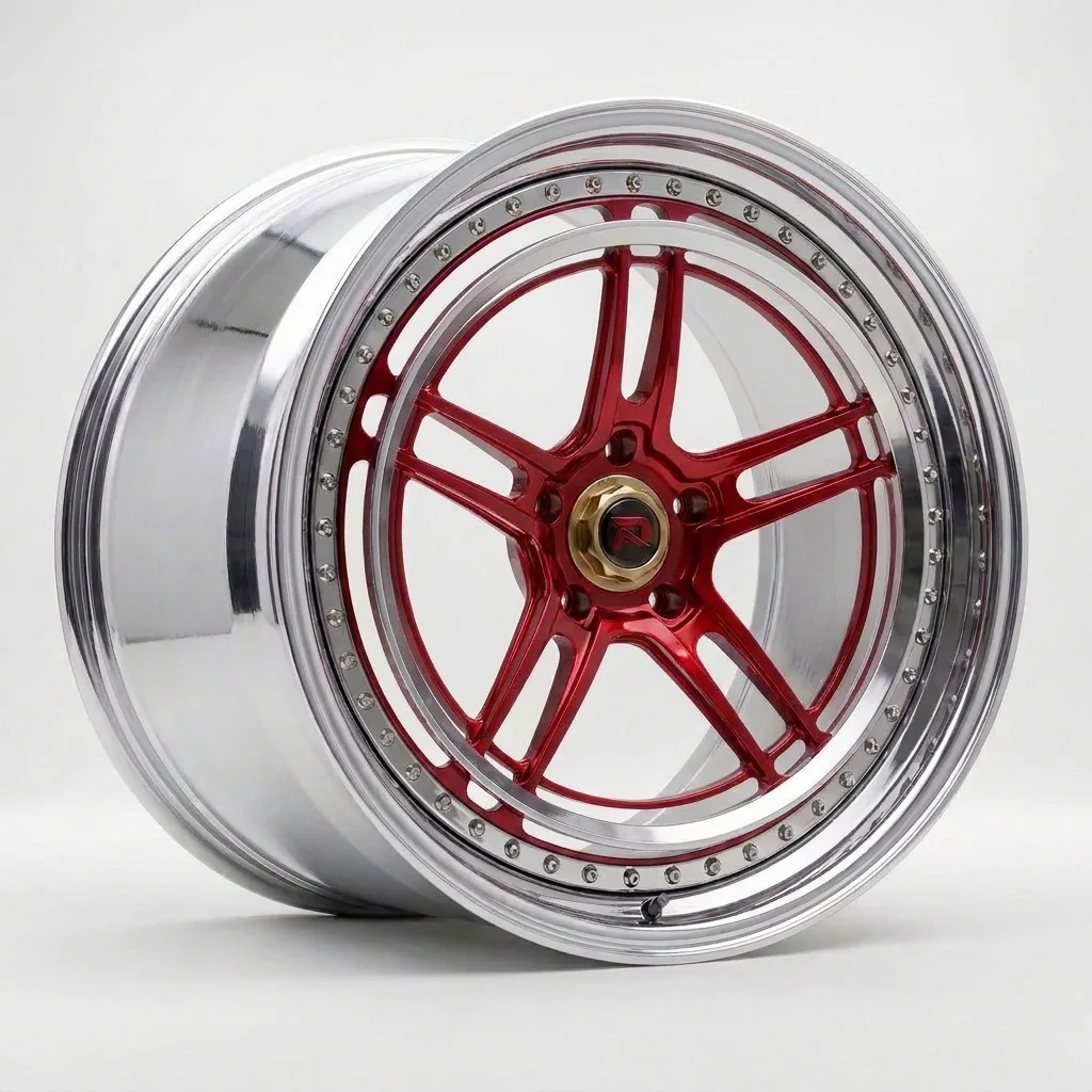 RZR LVII forged wheel — Candy Red / Polished Lip