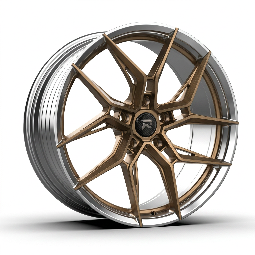RZR CXXII forged wheel — Brushed Bronze / Polished Lip