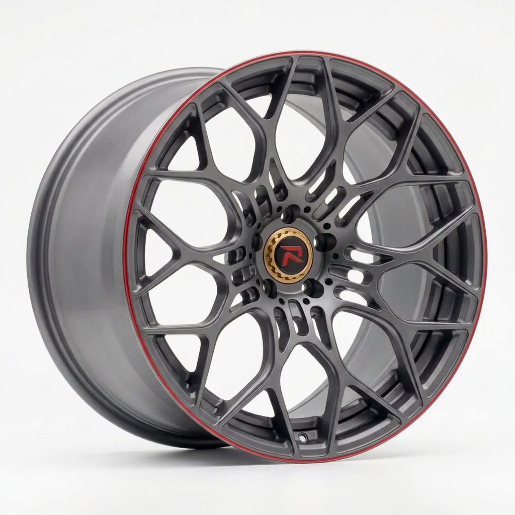 RZR XLV forged wheel — Gunmetal / Red Pinstripe