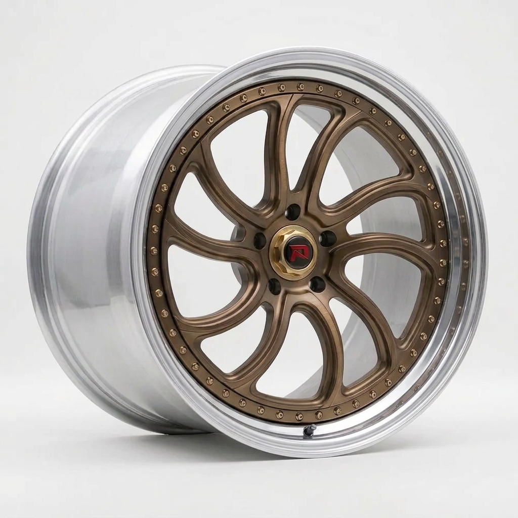 RZR XXXV forged wheel — Brushed Bronze / Polished Lip
