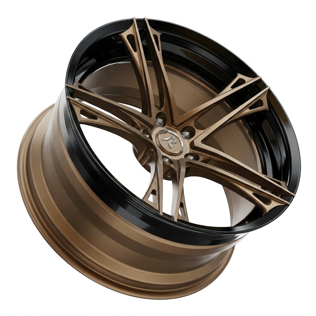 RZR V forged wheel — Satin Bronze / Gloss Black Lip
