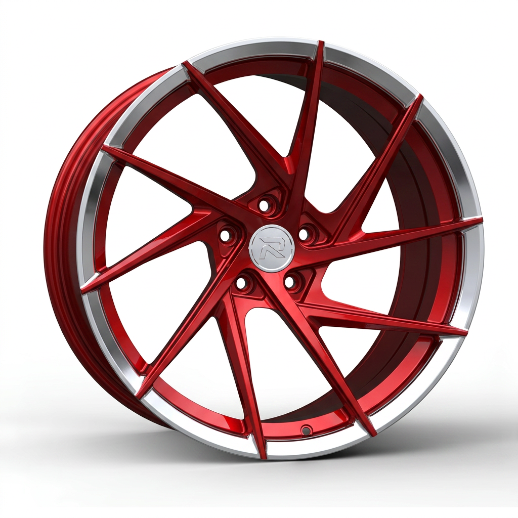 RZR CXI forged wheel — Candy Red / Polished Lip