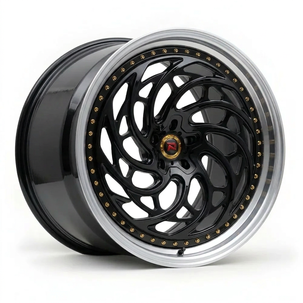 RZR XXVIII forged wheel — Gloss Black / Polished Lip