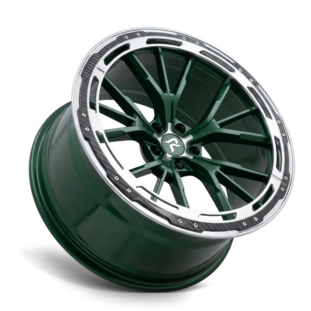 RZR LXXXIV forged wheel — British Racing Green / Polished Lip