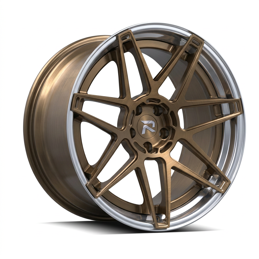 RZR XCVIII forged wheel — Brushed Bronze / Polished Lip